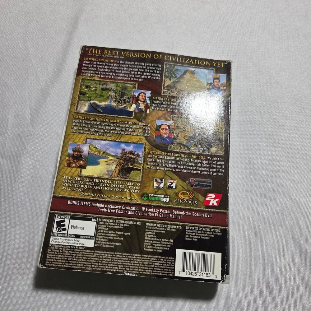 Sid Meiers Civilization IV‎ 4 Gold Edition PC Games for Windows 2007 2K Firaxis